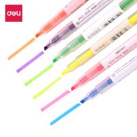 得力（deli）6色雙頭熒光筆 醒目標記筆 手帳可用水性記號筆6支/盒   開學