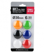得力（deli） 磁釘30mm 白板磁扣釘白板專用吸力強吸鐵石 6個顏色 7825 磁粒